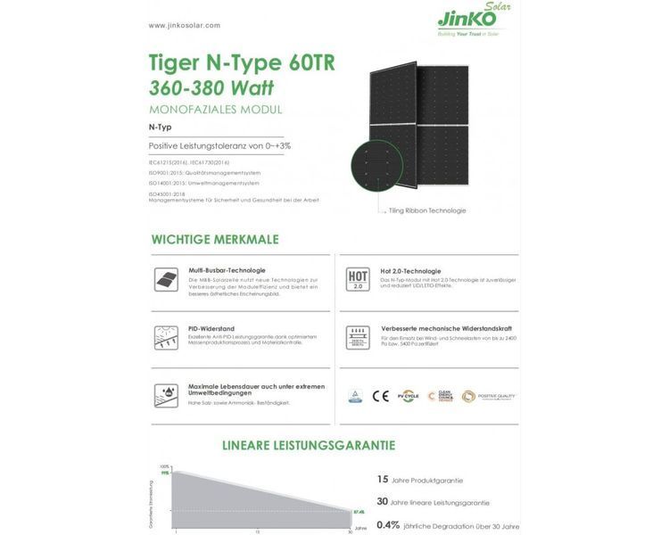 Сонячна панель Jinko Solar JKM380N-6TL3-V, Black Frame, 380W 5656476 фото
