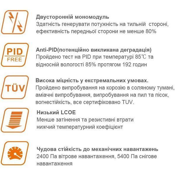 Монокристалічна сонячна панель Ulica Solar UL-580M-144ADGN N-Type Bifacial TOPCon 5415154 фото